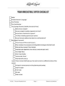 Your Irresistible Offer Checklist TEMPLATE