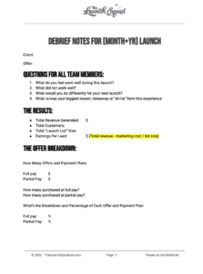 Launch Debrief Meeting TEMPLATE